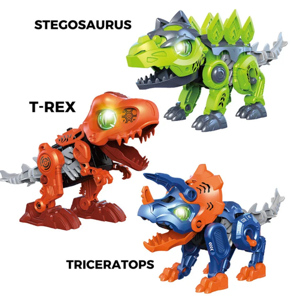 Mainan Robot Dinosaurus DIY Elektrik Lampu Suara