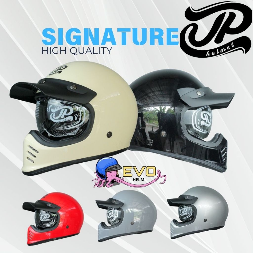 HELM CAKIL JP SIGNATURE RETRO SOLID & MOTIF ORIGINAL, HELM VESPA CLASSIC FULL FACE PRIA & WANITA