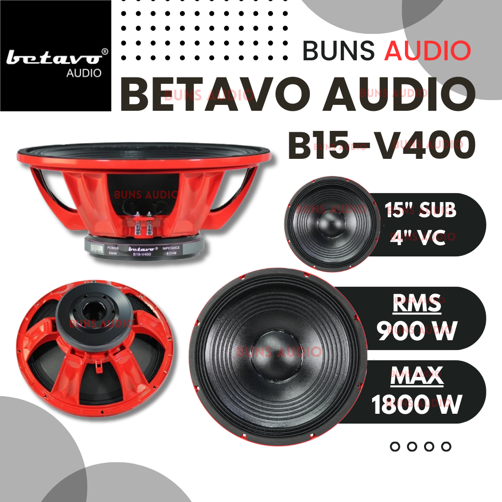 Betavo Audio B15-V400 15 Inch Speaker Subwoofer + 4 Inch Voice Coil -- 1800 Watts Max Power