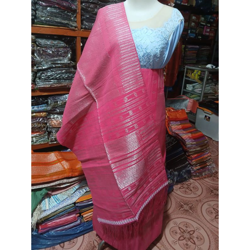 SIRAT PAYET KRISTAL SONGKET ICCOR MOROR SULTAN KOREA TENUN TANGAN TARUTUNG PINK SILVER SONGKET PENGA