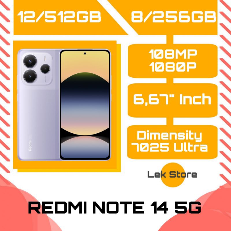 XIAOMI REDMI NOTE 14 5G RAM 8/256GB , 12/512GB - GARANSI RESMI - FREE AKSESORIS - HANDPHONE - PHONE