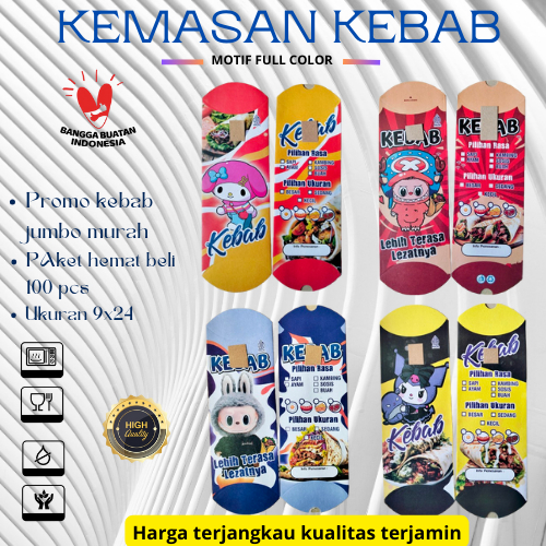 

PROMO Kemasan Bungkus Kebab , Dus Kebab , Kertas Kebab , Box Kebab Labubu isi 100pcs