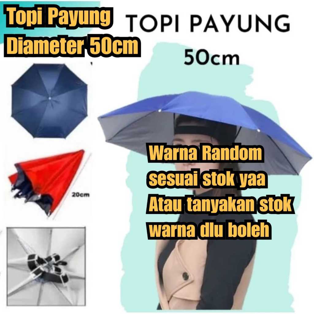 Tutup kepala anti hujan Topi payung kepala topi payung kepala diameter 50cm payung kepala