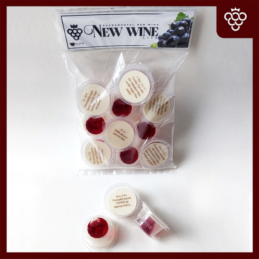 

Paket Eksklusif Minuman Perjamuan Kudus Lite Cawan Besar + Hosti Ayat Isi 10, 25, 50