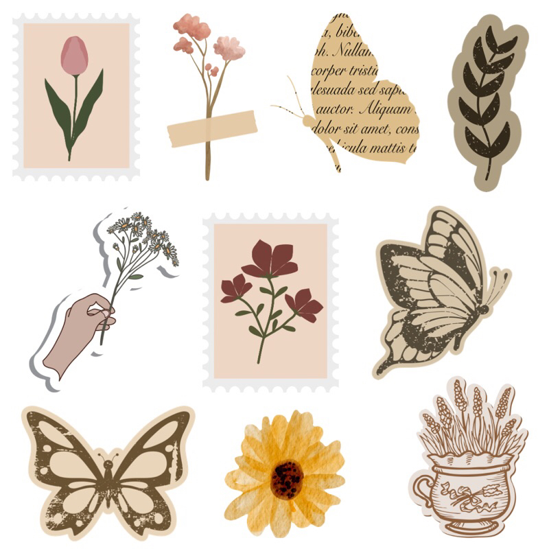 Sticker aesthetic | sticker murah | sticker decor jurnal | sticker bunga