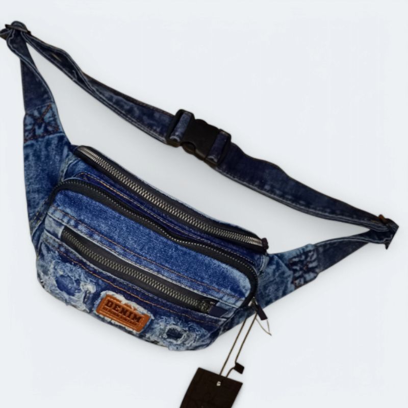 TAS SLEMPANG PINGGANG JEANS SNOW ACIT TAS WAISTBAG / TAS DENIM /TAS PRIA /TAS LAKI LAKI /TAS UNTUK J