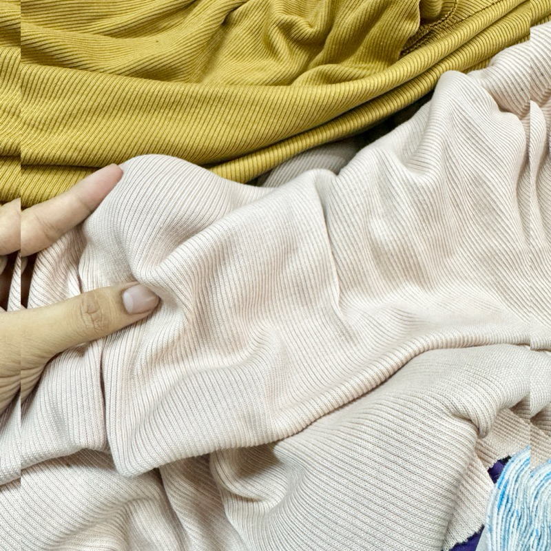 De Kain Combed Emma Rib Knit Spandex Kaos Polos / Bahan Rib Premium / Bahan Knit Premium (Harga Per