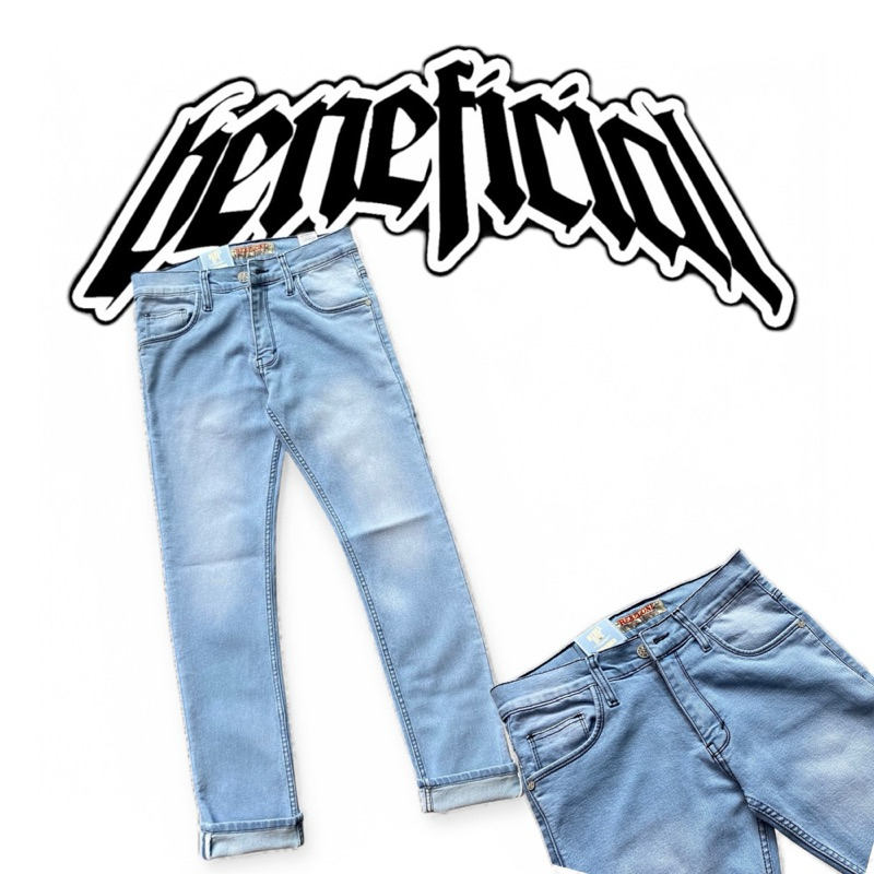 celana panjang jeans original rebelone warna biru jeans pria