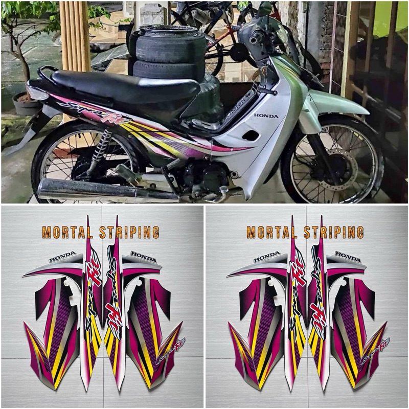 STIKER STRIPING MOTOR SUPRA FIT 2003 2004 LAMA HITAM SILVER