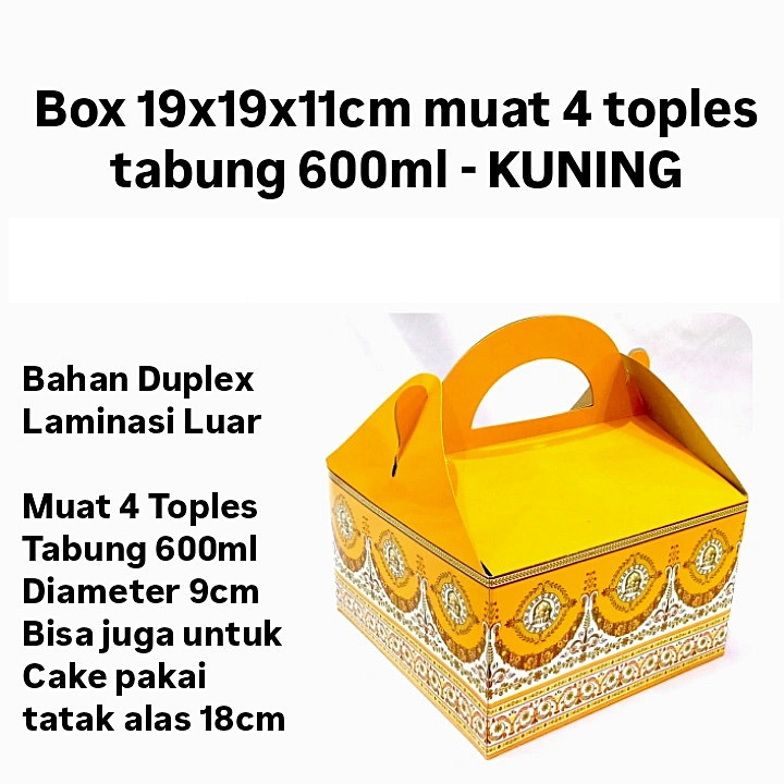 

(5 Pcs)Dus Lebaran 4 Toples 400ml Gable Box Hampers Idul Fitri 19x19x11 Cm Kotak Cookies Kuker