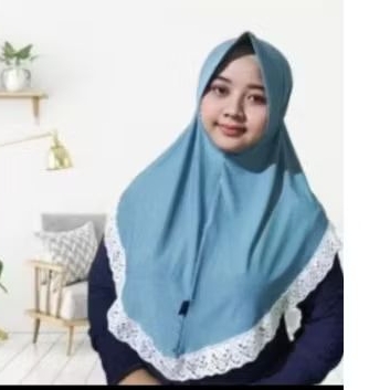 JILBAB RENDA JERSEY SPANDEK UKURAN L  MURAH