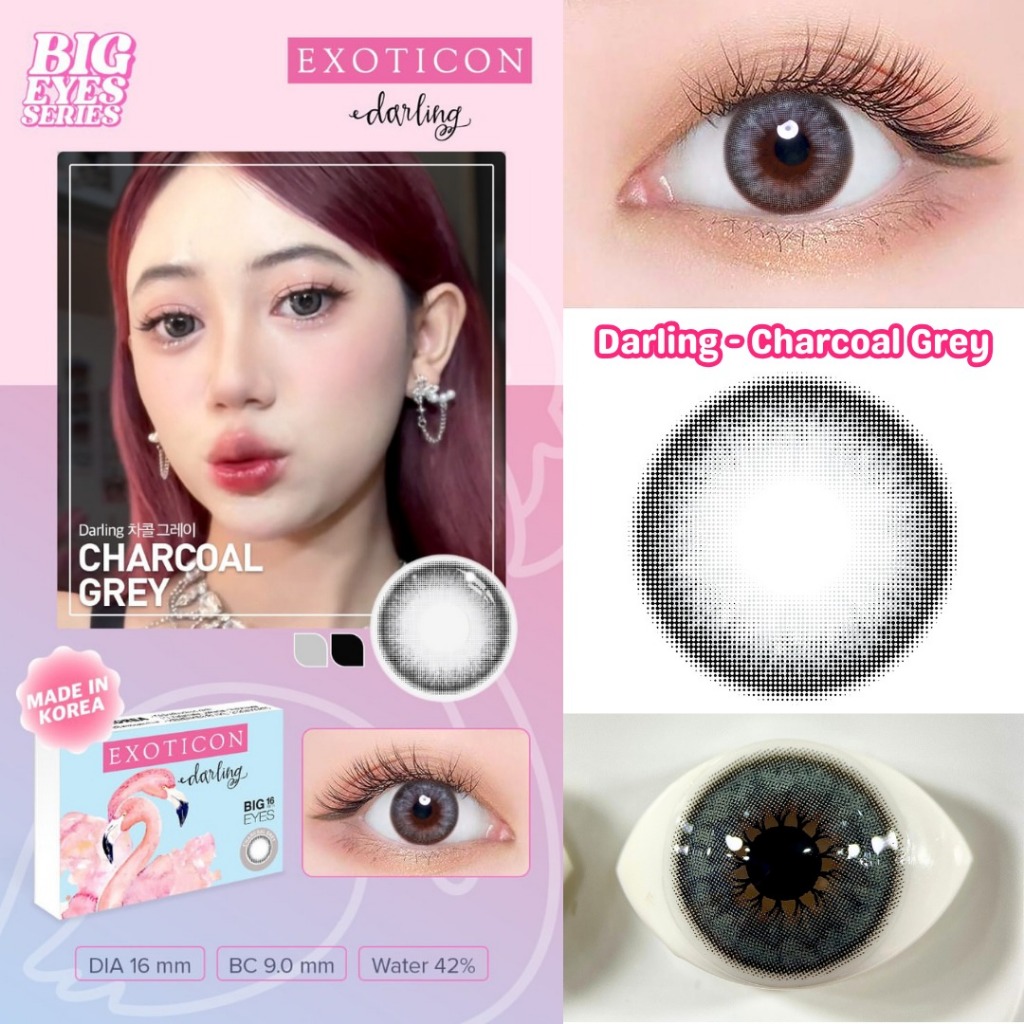 Softlens Darling Charcoal Grey by Exoticon Diameter 16mm - Soflen Soplen Softlen