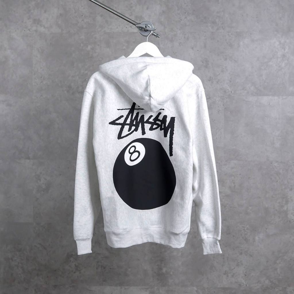 Hoodie STUSSY 8 BALL POOL GREY ZIP HOODIE 100% ORIGINAL