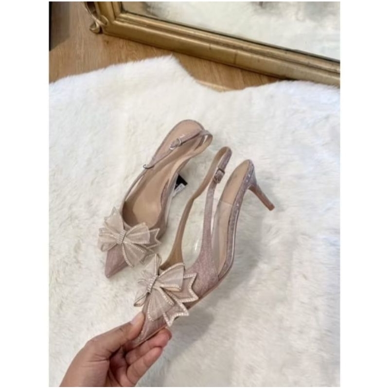 Heels Zara Pita Rosegold | Original | Preloved baru sekali Pakai Lengkap Box size 39 || SEPATU ZARA 