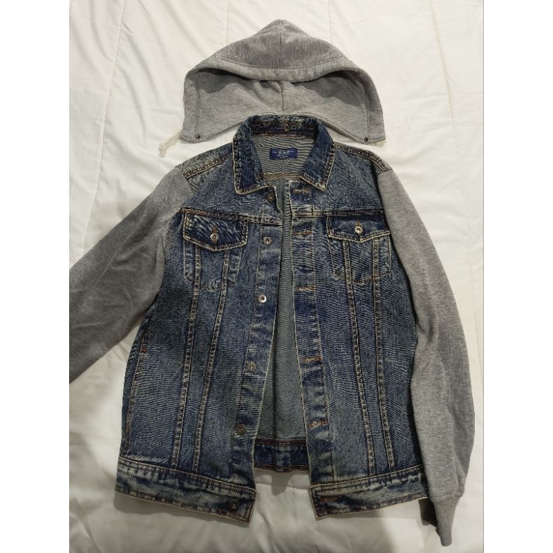 jaket denim pnb pria size L hoodie bisa dilepas