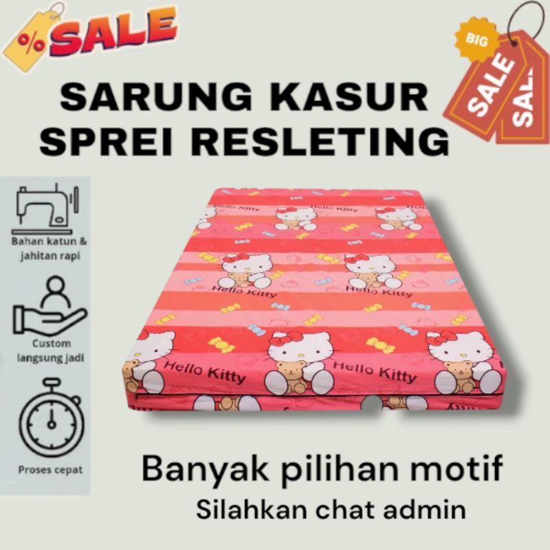Promo kaen seprei kasur busa (cover kasur spon) sprei resleting sarung kasur