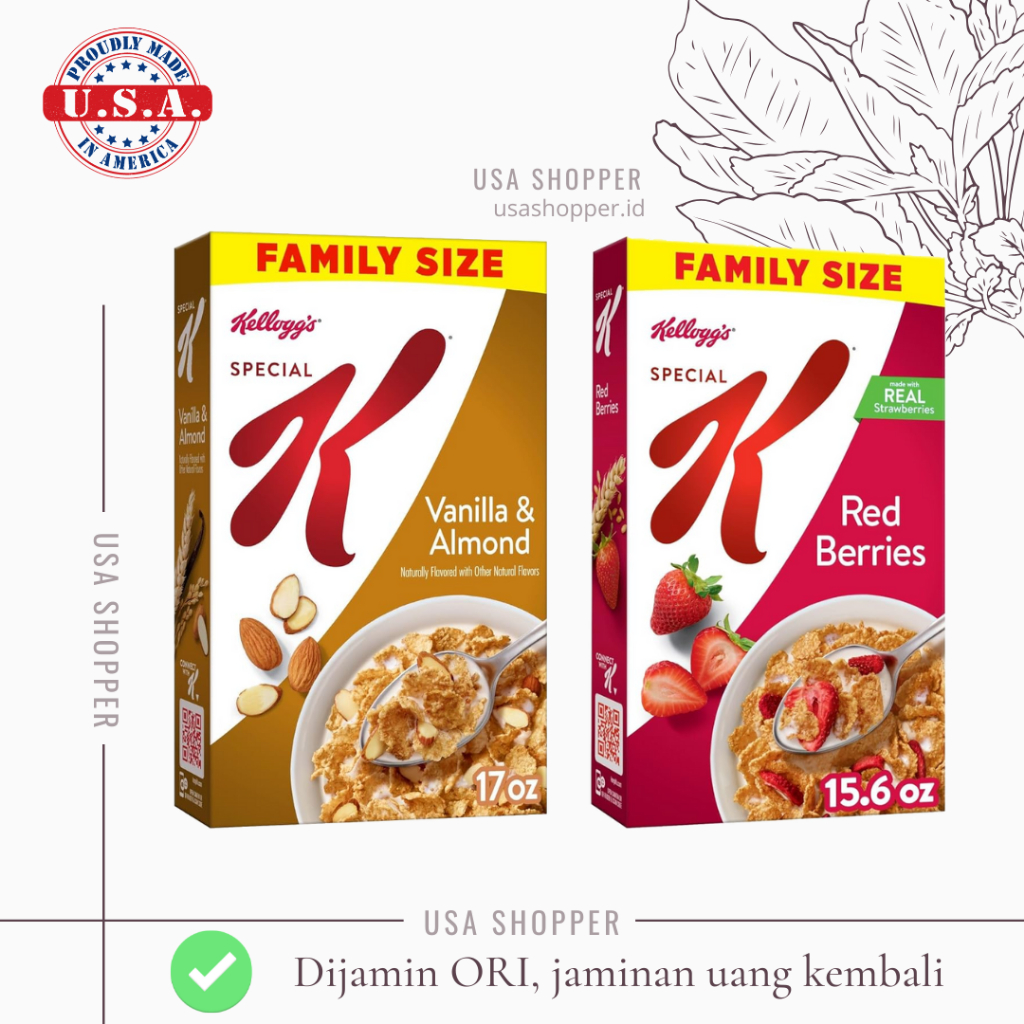 

[ORI USA] Kellogg Special K Breakfast Cereal Vanilla Almond Real Strawberries Red Berries