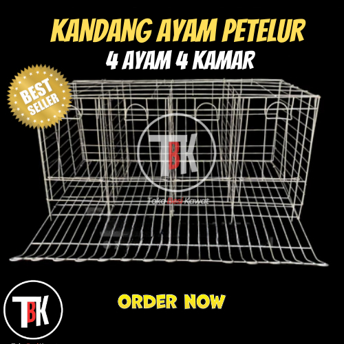 Kandang Ayam Petelur/Baterai Galvanis | 4 Ayam 4 Kamar
