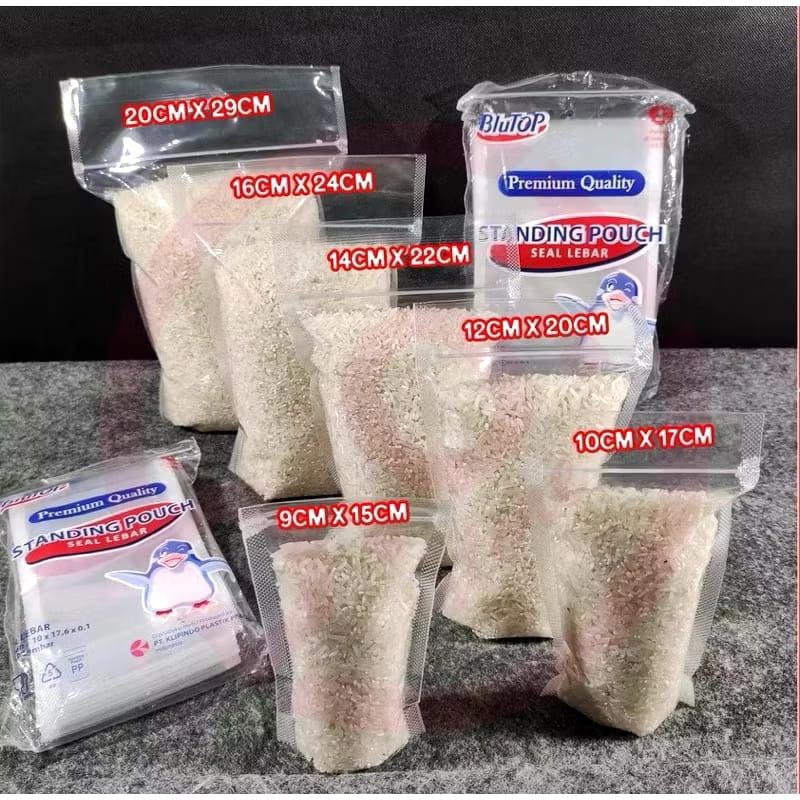 Plastik Standing Pouch semua ukuran ISI 50 9x15 , 10x17 , 12x20 , 14x22 , 16x24 , 16x32 , 20x29 Plas