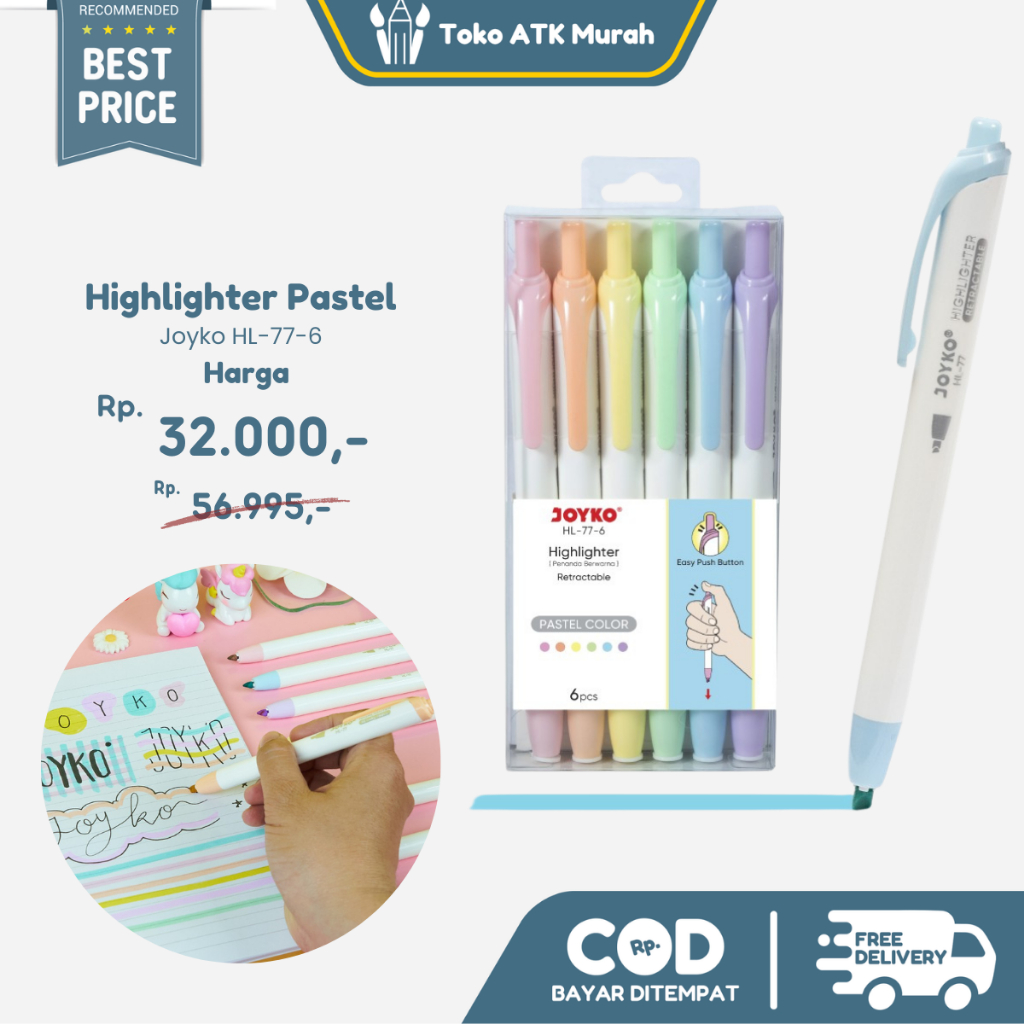 

ATK9 Hhlhter Joyko HL-77-6 Penanda Berwarna Warna Pastel Color