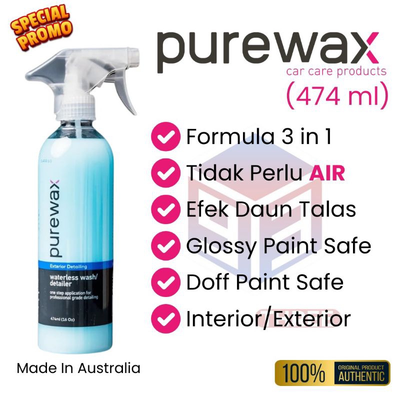 PUREWAX WATERLESS WASH AND WAX  PERAWATAN MOBIL DETAILING | FASTWAX FW1 CLEANING WAX ORI