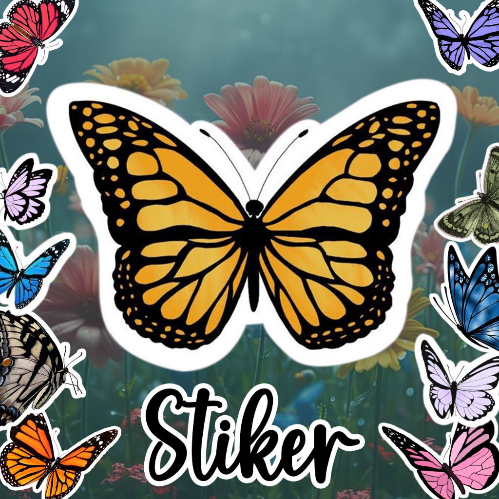 

COD✨ 15 Pcs Stiker Butterfly/Kupu-kupu v4 Hologram Lucu Aesthetic Vynil Waterproof untuk Freebies Sticker Buku Journal Casing HP Laptop