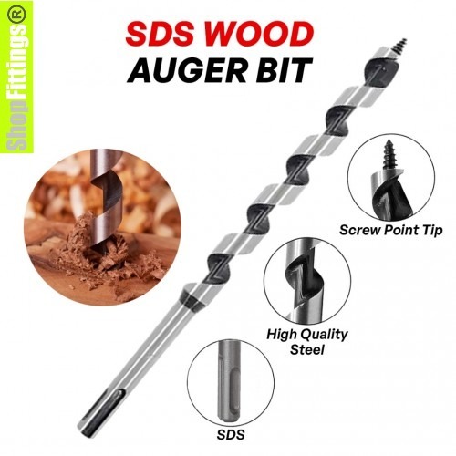 Auger Bits SDS PLUS Or HEX Mata Bor Kayu Ulir Spiral Wood Drill 6 To 25mm