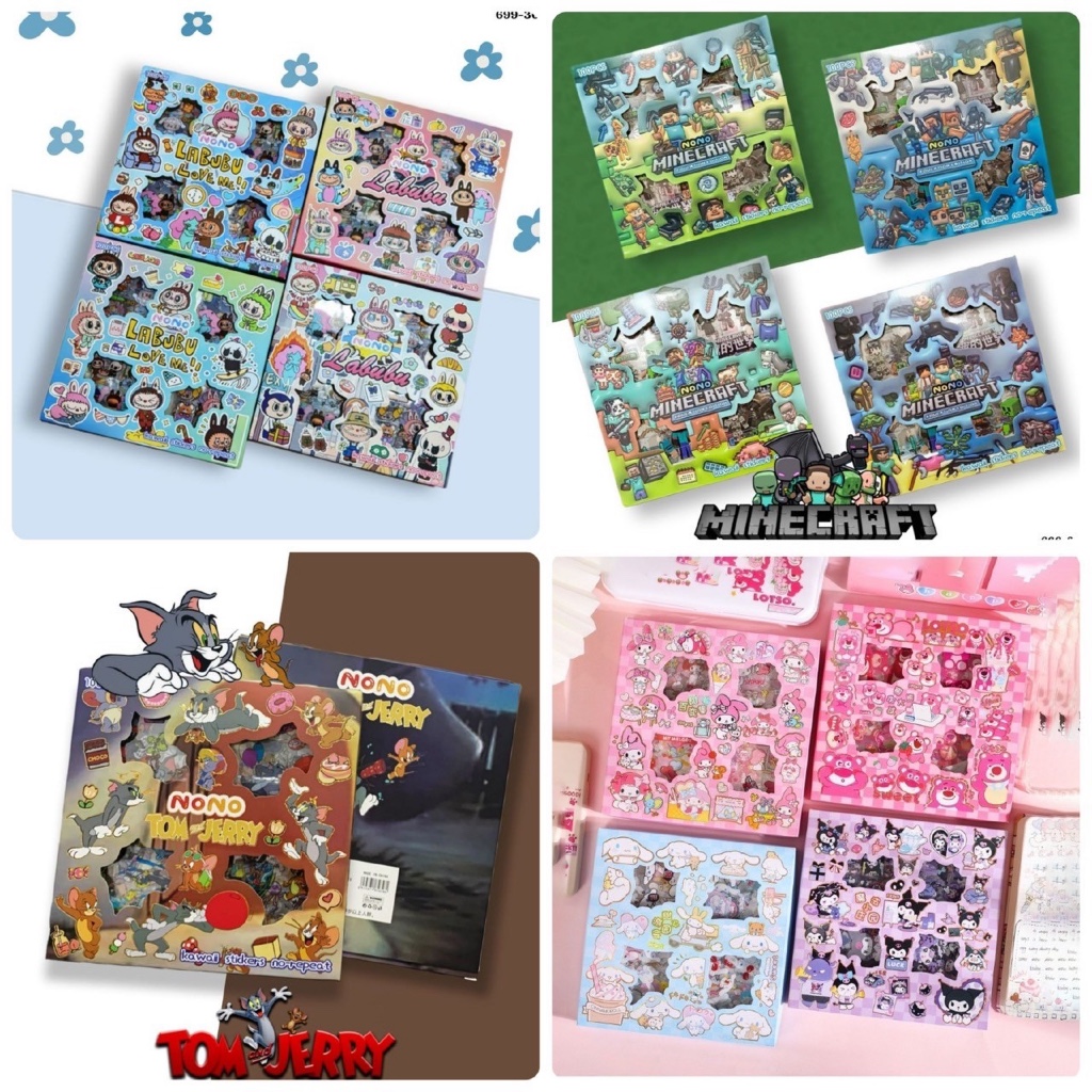 

stiker sticker sanrio isi 100 transparant box stiker labubu minecraft momoyo kekinian waterproof cinnamoroll kuromi melody