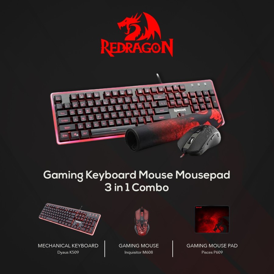 Redragon Gaming Keyboard Mouse Mousepad 3 in 1 Combo - S107