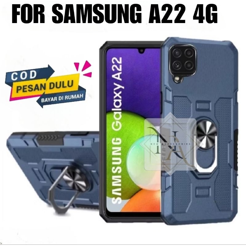 Casing Hp Samsung A22 4G Hardcase Robot Armor Hit Ring Case Casing Standing Robot Premium