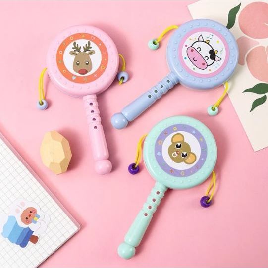 Mainan Bayi Rattle Stick Anak Bunyi Drum Shaker Peluit Tongkat Genggam