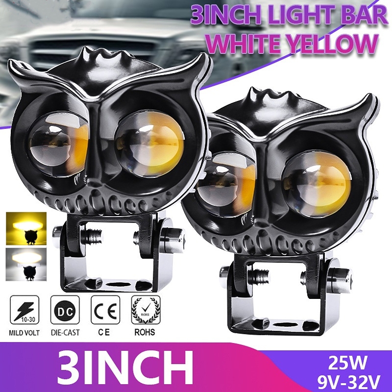 Lampu Tembak Motor Mobil /lampu Sorot Led/lampu Sorot Owl 2 Led Dc 12-24v 40w Cahaya Kuning-putih/la