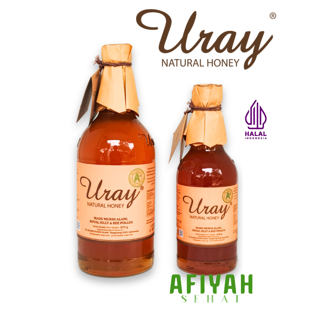 

URAY Madu 450gr & 875gr Original Grade A+ Royal Jelly Bee Pollen Raw Honey Natural Murni Alami Halal