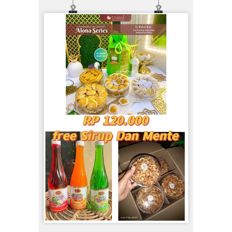 

Hampers Kue Labaran Alona Series ISI 4 TOPLES FREE MENTE DAN SIRUP GMC