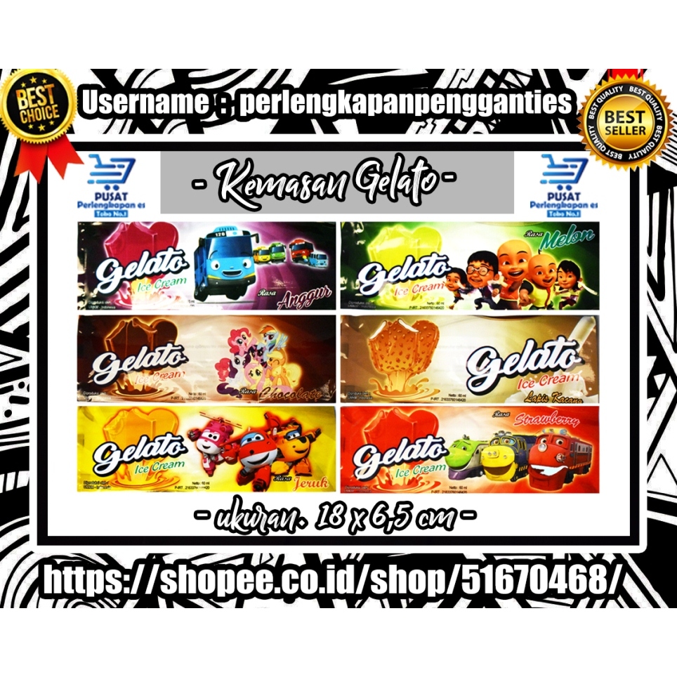 

(100pcs) PLASTIK PEMBUNGKUS ICE CREAM - MEREK GELATO