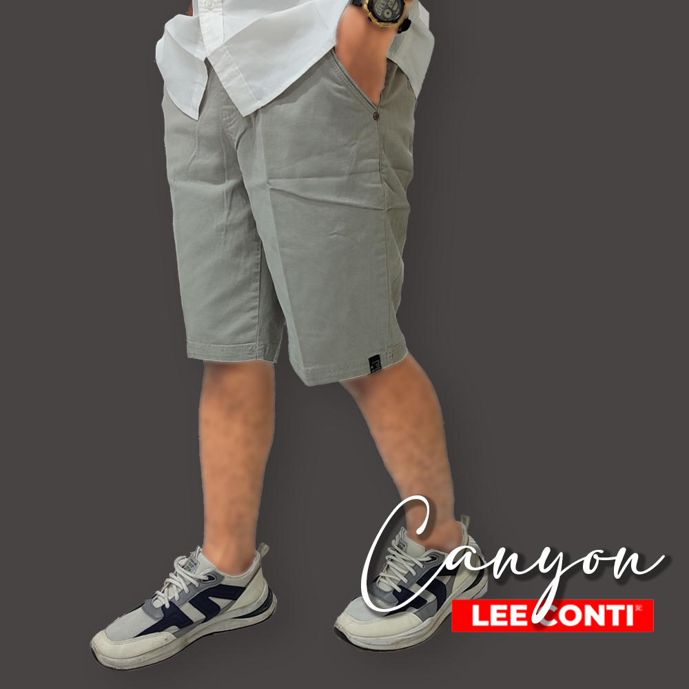 LEE CONTI Celana Pendek Pria Karet Reeb Silky Katun Polos Canyon ( ANH )