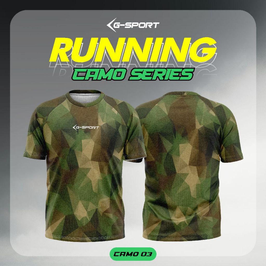 Gsport RUNNING CAMO 3 BISA CUSTOM request desain jersey lari adem / JERSEY MOTIF ARMY LORENG