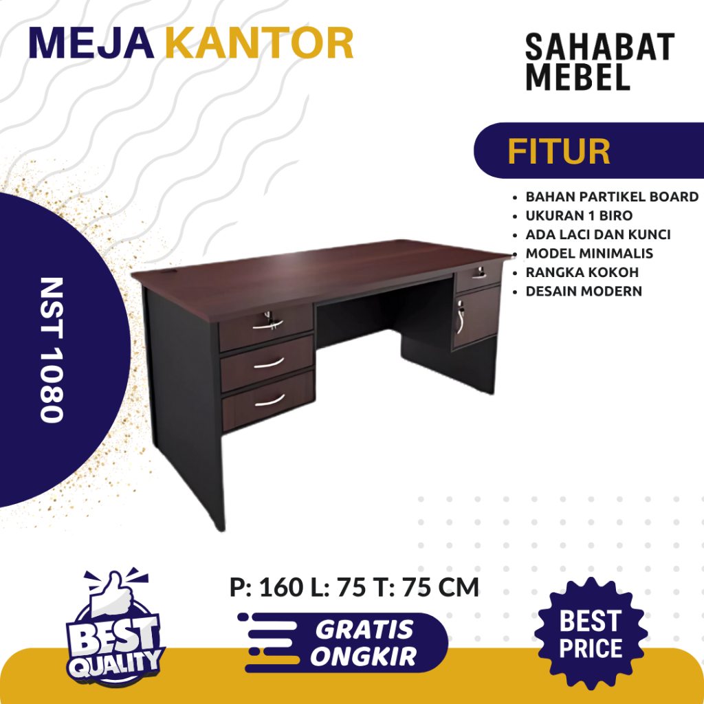 Meja Kerja 160cm NST 1080 / Meja Komputer Meja Belajar Meja Kantor Meja Tulis Meja Minimalis