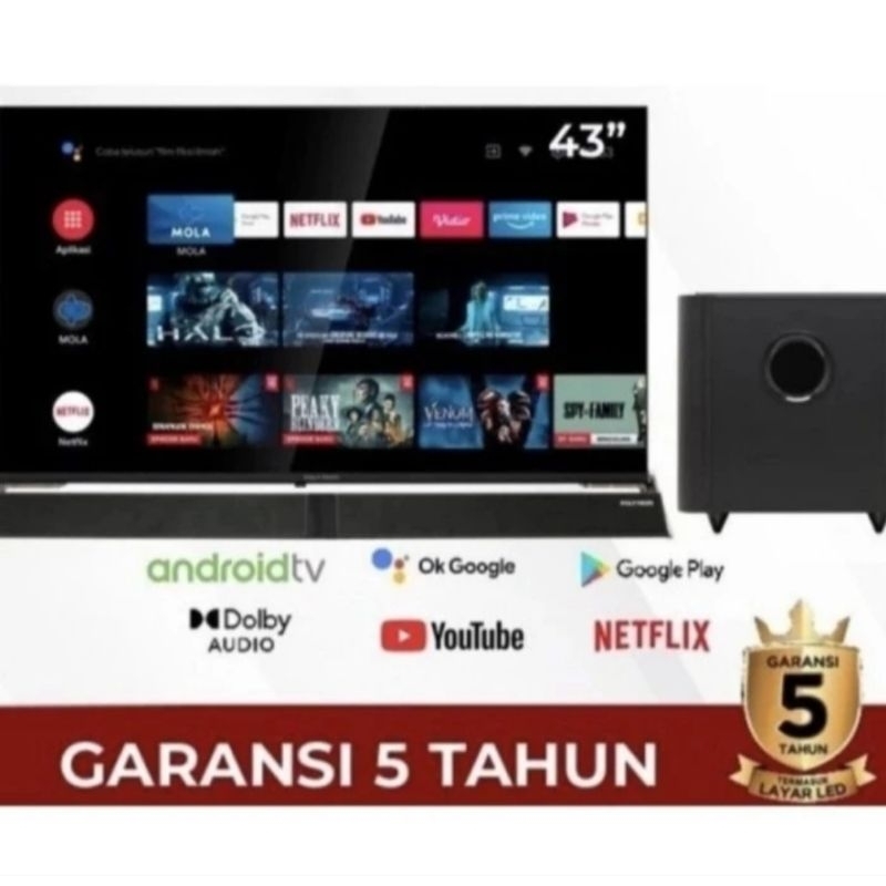 TV LED POLYTRON 43 INCH ANDROID SOUNDBAR 43 BAG