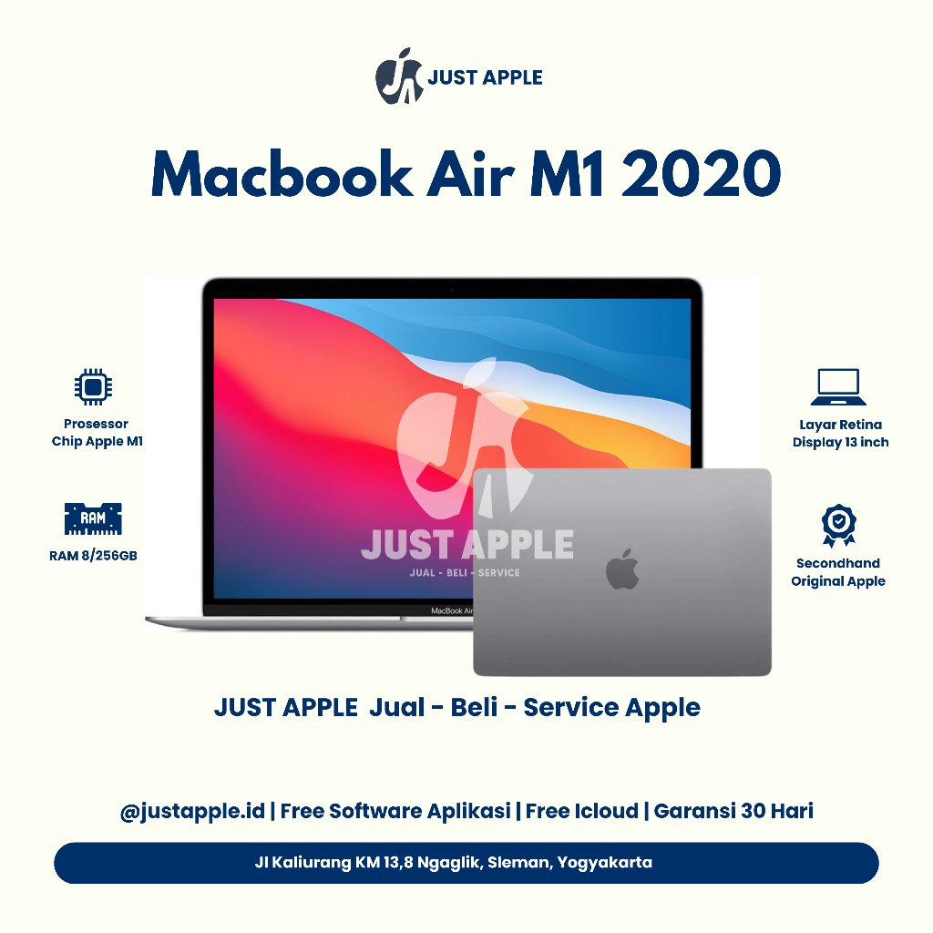 [ HARGA MURAH ] MACBOOK AIR CHIP M1 2020 13 INCH RAM 8 GB INTERNAL SSD 256 GB 512 GB SECOND ORIGINAL