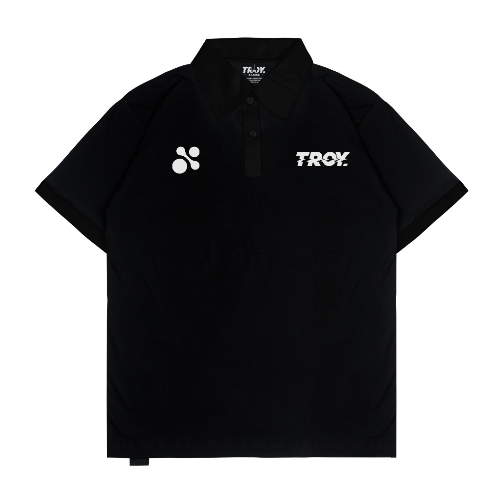 Troy Company Wangky Polo Shirt Full Black Amoeba - Kaos Polo Hitam WKD 2988