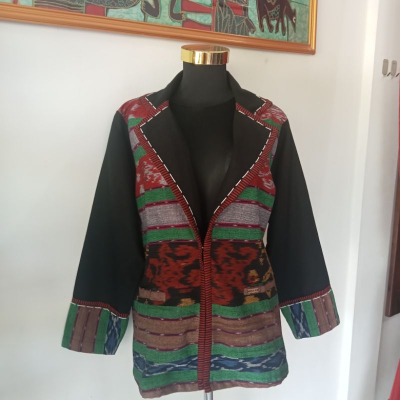 Blazer tenun wanita lengan panjang uk.XXL