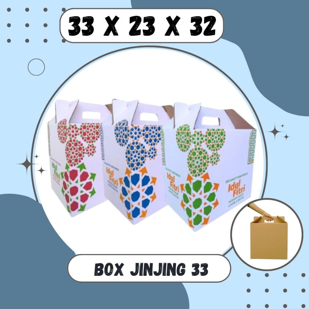 

Box Jinjing 33x23x32 Gable Box Kardus Packing Eid Mubarok Idul fitri Bingkisan lebaran/Parcel/Lebaran/idul Fitri/Paket/sembako