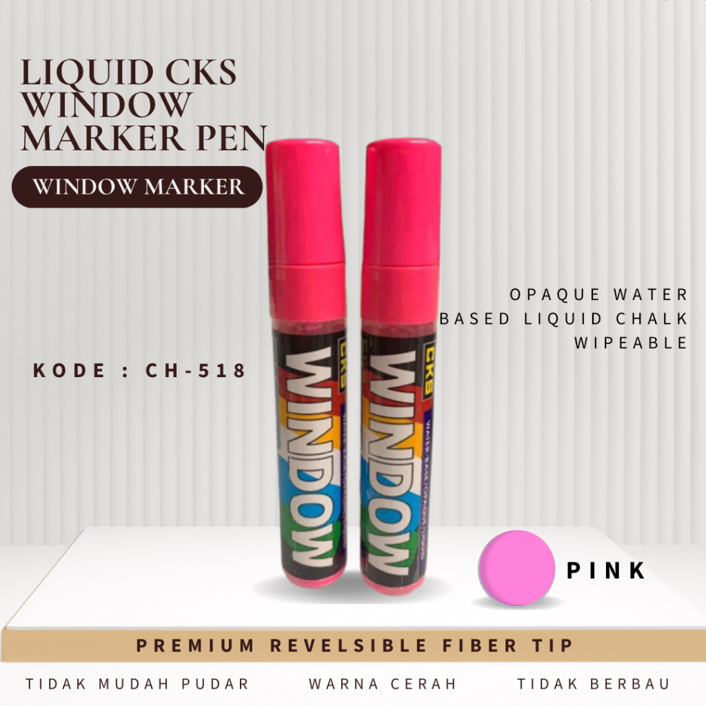 

CKS CH-518 PINK GLASSBOARD WINDOW MARKER LIQUID CHALK