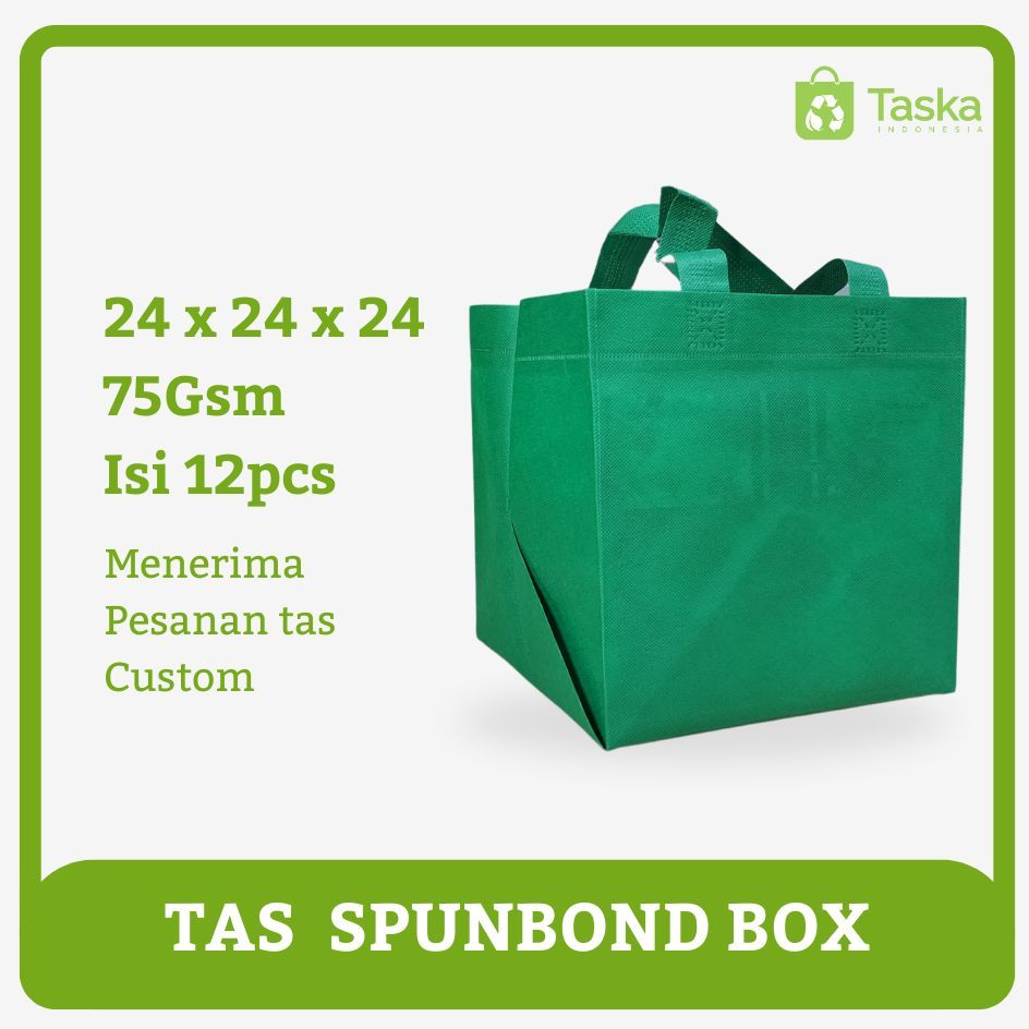 

Taska - Tas Spunbond Press Box 24x24x24 Warna Hijau Tua Harga Lusinan Grosir Tas Nasi Box Kotak
