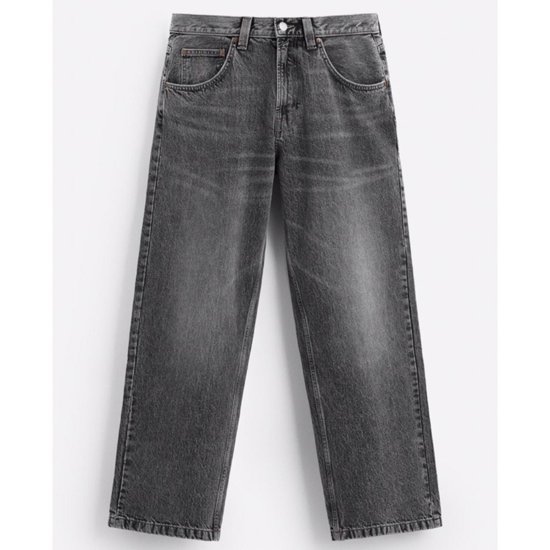 ZARA Men Baggy Fit Jeans Celana Panjang Pria Charcoal