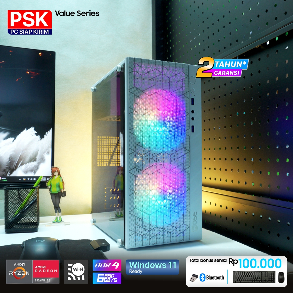 PC Gaming Ryzen 3 3200G 16GB RAM DDR4 SSD 256GB Untuk Game medium Desain Animasi VR3AS DiM