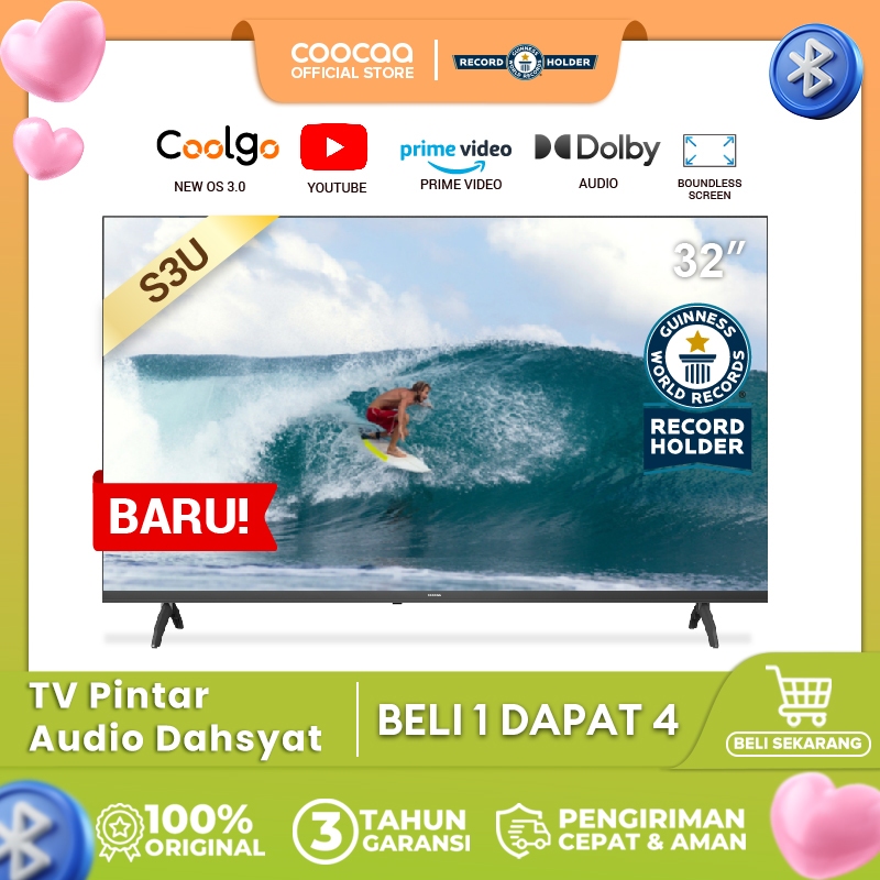 COOCAA 32 inch Smart TV - Digital TV - Dolby Audio - Youtube - Mirroring -  Flick Free - Boundless  