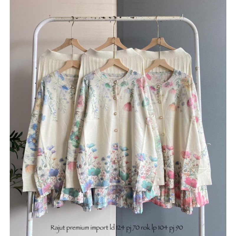 set rok rajut flowers