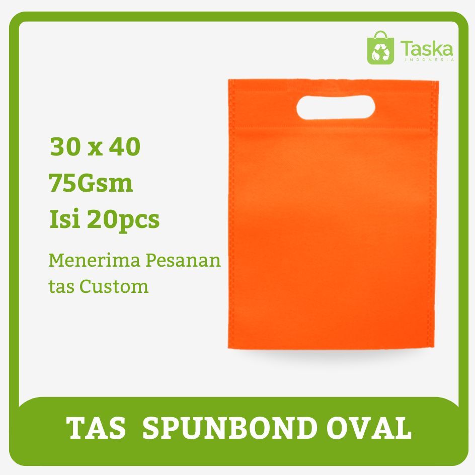 

Taska - Tas Press Spundbond Oval 30x40 Warna Orange - Tote Bag Spunbond Polos